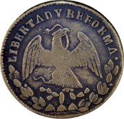 Mexico 1/4 Real Radiant Cap 1867 KM# 361 LIBERTAD Y REFORMA coin obverse Mexico 1/4 Real Radiant Cap 1867 KM# 361 LIBERTAD Y REFORMA coin obverse