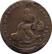 Mexico 1/8 Reales Seated Figure 1829 KM# 326 ESTADO LIBRE DE GUANAJUATO UN OCTAVO coin obverse Mexico 1/8 Reales Seated Figure 1829 KM# 326 ESTADO LIBRE DE GUANAJUATO UN OCTAVO coin obverse