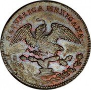 Mexico 1/8 Reales Eagle. Circulation Coin 1829 KM# 333 REPUBLICA MEXICANA. coin obverse Mexico 1/8 Reales Eagle. Circulation Coin 1829 KM# 333 REPUBLICA MEXICANA. coin obverse