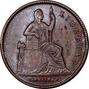 Mexico 1/8 Reales Libertad 1842 KM# 334 LIBERTAD L. ROVIRA. F. coin obverse Mexico 1/8 Reales Libertad 1842 KM# 334 LIBERTAD L. ROVIRA. F. coin obverse