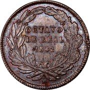 Mexico 1/8 Reales Libertad 1842 KM# 334 OCTAVO DE REAL 1842 MO coin reverse Mexico 1/8 Reales Libertad 1842 KM# 334 OCTAVO DE REAL 1842 MO coin reverse