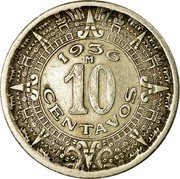 Mexico 10 Centavos Aztec Calendar Circulation Coin 1936 KM# 432 1946 M 10 CENTAVOS coin reverse Mexico 10 Centavos Aztec Calendar Circulation Coin 1936 KM# 432 1946 M 10 CENTAVOS coin reverse