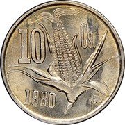 Mexico 10 Centavos Ear of Corn 1980/79 Mo KM# 434.3 10 CS 1980 MO coin reverse Mexico 10 Centavos Ear of Corn 1980/79 Mo KM# 434.3 10 CS 1980 MO coin reverse