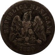 Mexico 10 Centavos Eagle. Circulation Coin 1880 KM# 403.6 REPUBLICA MEXICANA 1876 coin obverse Mexico 10 Centavos Eagle. Circulation Coin 1880 KM# 403.6 REPUBLICA MEXICANA 1876 coin obverse