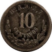 Mexico 10 Centavos Eagle. Circulation Coin 1880 KM# 403.6 HO А. 902,7 10 CENTAVOS coin reverse Mexico 10 Centavos Eagle. Circulation Coin 1880 KM# 403.6 HO А. 902,7 10 CENTAVOS coin reverse