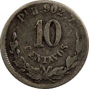 Mexico 10 Centavos Eagle. Circulation Coin 1884 KM# 403.9 PI R. 902,7 10 CENTAVOS coin reverse Mexico 10 Centavos Eagle. Circulation Coin 1884 KM# 403.9 PI R. 902,7 10 CENTAVOS coin reverse