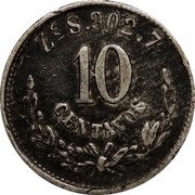 Mexico 10 Centavos Eagle. Circulation Coin 1884 Zs S KM# 403.10 ZS S 902,7 10 CENTAVOS coin reverse Mexico 10 Centavos Eagle. Circulation Coin 1884 Zs S KM# 403.10 ZS S 902,7 10 CENTAVOS coin reverse