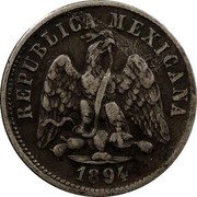 Mexico 10 Centavos Eagle. Circulation Coin 1894 Do D KM# 403.3 REPUBLICA MEXICANA 1893 coin obverse Mexico 10 Centavos Eagle. Circulation Coin 1894 Do D KM# 403.3 REPUBLICA MEXICANA 1893 coin obverse