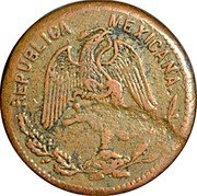 Mexico 10 Centavos Eagle. Emiliano Zapata 1915 GRO KM# 637.3a REPUBLICA MEXICANA coin obverse Mexico 10 Centavos Eagle. Emiliano Zapata 1915 GRO KM# 637.3a REPUBLICA MEXICANA coin obverse