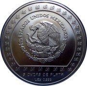 Mexico 10 Nuevos Pesos Stone of Tizoc 1993 KM# 650 ESTADOS UNIDOS MEXICANOS 5 ONZAS DE PLATA LEY 0.999 coin obverse Mexico 10 Nuevos Pesos Stone of Tizoc 1993 KM# 650 ESTADOS UNIDOS MEXICANOS 5 ONZAS DE PLATA LEY 0.999 coin obverse