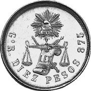 Mexico 10 Pesos Radiant Cap & Scales 1887 KM# 413.5 LIBERTAD GO R DIEZ PESOS 875 coin reverse Mexico 10 Pesos Radiant Cap & Scales 1887 KM# 413.5 LIBERTAD GO R DIEZ PESOS 875 coin reverse
