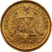 Mexico 10 Pesos Eagle. Cap and Scales 1889 Mo M KM# 413.7 REPUBLICA MEXICANA 1889 coin obverse Mexico 10 Pesos Eagle. Cap and Scales 1889 Mo M KM# 413.7 REPUBLICA MEXICANA 1889 coin obverse