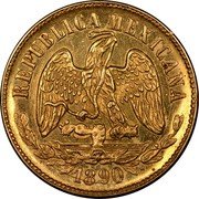 Mexico 10 Pesos Eagle. Cap and Scales 1890 KM# 413.2 REPUBLICA MEXICANA coin obverse Mexico 10 Pesos Eagle. Cap and Scales 1890 KM# 413.2 REPUBLICA MEXICANA coin obverse