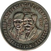 Mexico 10 Pesos 150th Anniversary of the War of Independence 1960 KM# 476 INDEPENDENCIA Y LIBERTAD 1810 1960 1910 HIDALGO MADERO SUFRAGIO EFECTIVO NO REELECCION coin reverse Mexico 10 Pesos 150th Anniversary of the War of Independence 1960 KM# 476 INDEPENDENCIA Y LIBERTAD 1810 1960 1910 HIDALGO MADERO SUFRAGIO EFECTIVO NO REELECCION coin reverse