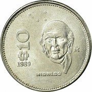 Mexico 10 Pesos Miguel Hidalgo y Costilla 1989 KM# 512 $10 1985 HIDALGO M coin reverse Mexico 10 Pesos Miguel Hidalgo y Costilla 1989 KM# 512 $10 1985 HIDALGO M coin reverse