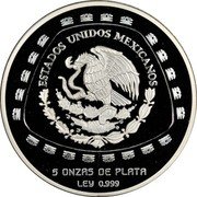 Mexico 10 Pesos Atlantes 1998 KM# 634 ESTADOS UNIDOS MEXICANOS 5 ONZA DE PLATA LEY 0.999 coin obverse Mexico 10 Pesos Atlantes 1998 KM# 634 ESTADOS UNIDOS MEXICANOS 5 ONZA DE PLATA LEY 0.999 coin obverse