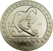Mexico 100 Pesos Guerrero Aguila 1992 KM# 556 MO 1992 GUERRERO AGUILA $ 100 coin reverse Mexico 100 Pesos Guerrero Aguila 1992 KM# 556 MO 1992 GUERRERO AGUILA $ 100 coin reverse