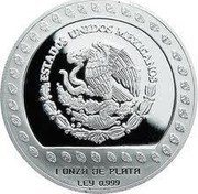 Mexico 100 Pesos Brasero Efigie 1992 Proof KM# 563 ESTADOS UNIDOS MEXICANOS 1 ONZA DE PLATA LEY 0.999 coin obverse