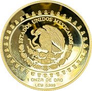 Mexico 100 Pesos Feathered Serpent 1997 Proof KM# 626 ESTADOS UNIDOS MEXICANOS 1 ONZA DE PLATA LEY 0.999 coin obverse