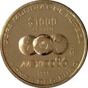 Mexico 1000 Pesos FIFA World Cup 1986 KM# 527 COPA MUNDIAL DE FUTBOL $1000 LEY 999 MO MEXICO86 1986 1 ONZA ORO PURO coin reverse Mexico 1000 Pesos FIFA World Cup 1986 KM# 527 COPA MUNDIAL DE FUTBOL $1000 LEY 999 MO MEXICO86 1986 1 ONZA ORO PURO coin reverse