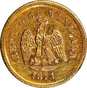 Mexico 2-1/2 Pesos Eagle. Circulation Coin 1871 KM# 411.3 REPUBLICA MEXICANA 1871 coin obverse Mexico 2-1/2 Pesos Eagle. Circulation Coin 1871 KM# 411.3 REPUBLICA MEXICANA 1871 coin obverse