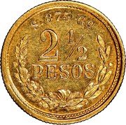 Mexico 2-1/2 Pesos Eagle. Circulation Coin 1871 KM# 411.3 S 875 GO 2 1/2 PESOS coin reverse Mexico 2-1/2 Pesos Eagle. Circulation Coin 1871 KM# 411.3 S 875 GO 2 1/2 PESOS coin reverse
