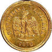 Mexico 2-1/2 Pesos Eagle. Circulation Coin 1872 KM# 411.6 REPUBLICA MEXICANA 1872 coin obverse Mexico 2-1/2 Pesos Eagle. Circulation Coin 1872 KM# 411.6 REPUBLICA MEXICANA 1872 coin obverse