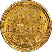 Mexico 2-1/2 Pesos Eagle. Circulation Coin 1872 KM# 411.6 H 875 ZS 2 1/2 PESOS coin reverse Mexico 2-1/2 Pesos Eagle. Circulation Coin 1872 KM# 411.6 H 875 ZS 2 1/2 PESOS coin reverse