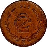 Mexico 2 Centavos Eagle. Circulation Coin 1939 KM# 419 1905 2 C MO coin reverse Mexico 2 Centavos Eagle. Circulation Coin 1939 KM# 419 1905 2 C MO coin reverse