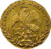 Mexico 2 Escudos Cap on Stick 1845 GC MP KM# 380.4 REPUBLICA MEXICANA. coin obverse Mexico 2 Escudos Cap on Stick 1845 GC MP KM# 380.4 REPUBLICA MEXICANA. coin obverse