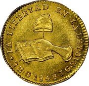 Mexico 2 Escudos Cap on Stick and Open Book 1848/7 Ga JG KM# 380.3 LA LIBERTAD EN LA LEY 2E.GA 1852.IG 21QS coin reverse Mexico 2 Escudos Cap on Stick and Open Book 1848/7 Ga JG KM# 380.3 LA LIBERTAD EN LA LEY 2E.GA 1852.IG 21QS coin reverse