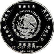Mexico 2 Nuevos Pesos Chaac Mool 1994 KM# 573 ESTADOS UNIDOS MEXICANOS 1/2 ONZA DE PLATA LEY 0.999 coin obverse Mexico 2 Nuevos Pesos Chaac Mool 1994 KM# 573 ESTADOS UNIDOS MEXICANOS 1/2 ONZA DE PLATA LEY 0.999 coin obverse