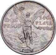 Mexico 2 Pesos 100th Anniversary of Independence 1921 KM# 462 DOS PESOS 24GR PLATA PURA coin reverse Mexico 2 Pesos 100th Anniversary of Independence 1921 KM# 462 DOS PESOS 24GR PLATA PURA coin reverse