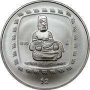 Mexico 2 Pesos Las Limas Figure 1996 KM# 594 1996 SEÑOR DE LAS LIMAS MO $ 2 coin reverse Mexico 2 Pesos Las Limas Figure 1996 KM# 594 1996 SEÑOR DE LAS LIMAS MO $ 2 coin reverse