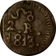 Mexico 2 Reales Insurgent Coin. Oaxaca 1813 KM# 226.1 M 2 R 1812 coin reverse Mexico 2 Reales Insurgent Coin. Oaxaca 1813 KM# 226.1 M 2 R 1812 coin reverse