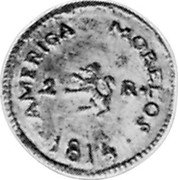 Mexico 2 Reales Insurgent Coin 1814 KM# 246 AMERICA MORELOS 1814 2 R coin reverse Mexico 2 Reales Insurgent Coin 1814 KM# 246 AMERICA MORELOS 1814 2 R coin reverse