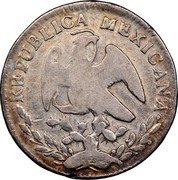 Mexico 2 Reales Radiant Cap 1863 KM# 374.1 REPUBLICA MEXICANA. coin obverse