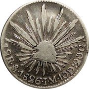 Mexico 2 Reales Radiant Cap 1826 KM# 374.10 LIBERTAD 2R MO 1868 JM 10 DS 20 GS coin reverse Mexico 2 Reales Radiant Cap 1826 KM# 374.10 LIBERTAD 2R MO 1868 JM 10 DS 20 GS coin reverse