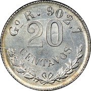 Mexico 20 Centavos Eagle. Circulation Coin 1898 KM# 405.1 GO R. 902,7 20 CENTAVOS coin reverse Mexico 20 Centavos Eagle. Circulation Coin 1898 KM# 405.1 GO R. 902,7 20 CENTAVOS coin reverse