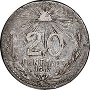 Mexico 20 Centavos Cacahuatepec Revolutionary 1917 KM# 649 20 G CENTAVOS 1917 coin reverse Mexico 20 Centavos Cacahuatepec Revolutionary 1917 KM# 649 20 G CENTAVOS 1917 coin reverse