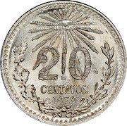 Mexico 20 Centavos Radiant Cap 1939 KM# 438 LIBERTAD 20 M CENTAVOS 1920 coin reverse Mexico 20 Centavos Radiant Cap 1939 KM# 438 LIBERTAD 20 M CENTAVOS 1920 coin reverse