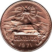 Mexico 20 Centavos Pyramid of the Sun 1971 KM# 440 2 LIBERTAD 0 MO TEOTIHUACÁN CENTAVOS 1955 coin reverse Mexico 20 Centavos Pyramid of the Sun 1971 KM# 440 2 LIBERTAD 0 MO TEOTIHUACÁN CENTAVOS 1955 coin reverse