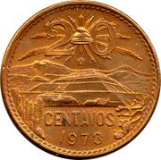 Mexico 20 Centavos Pyramid of the Sun 1973 KM# 441 2 LIBERTAD 0 MO TEOTIHUACÁN CENTAVOS 1974 coin reverse Mexico 20 Centavos Pyramid of the Sun 1973 KM# 441 2 LIBERTAD 0 MO TEOTIHUACÁN CENTAVOS 1974 coin reverse
