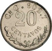 Mexico 20 Centavos Eagle. Circulation Coin 1900 KM# 405 CN M. 902,7 20 CENTAVOS coin reverse Mexico 20 Centavos Eagle. Circulation Coin 1900 KM# 405 CN M. 902,7 20 CENTAVOS coin reverse