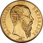 Mexico 20 Pesos Maximilian I 1866 KM# 389 MAXIMILIANO EMPERADOR coin obverse Mexico 20 Pesos Maximilian I 1866 KM# 389 MAXIMILIANO EMPERADOR coin obverse