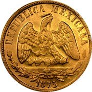 Mexico 20 Pesos Eagle. Cap and Scales 1873 KM# 414.2 REPUBLICA MEXICANA 1873 coin obverse Mexico 20 Pesos Eagle. Cap and Scales 1873 KM# 414.2 REPUBLICA MEXICANA 1873 coin obverse