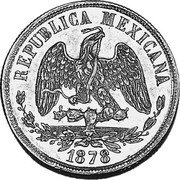 Mexico 20 Pesos Radiant Cap & Scales 1878 KM# 414.3 REPUBLICA MEXICANA 1878 coin obverse Mexico 20 Pesos Radiant Cap & Scales 1878 KM# 414.3 REPUBLICA MEXICANA 1878 coin obverse