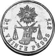 Mexico 20 Pesos Radiant Cap & Scales 1878 KM# 414.3 LIBERTAD LEY DO E VEINTE PESOS 875 coin reverse Mexico 20 Pesos Radiant Cap & Scales 1878 KM# 414.3 LIBERTAD LEY DO E VEINTE PESOS 875 coin reverse