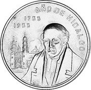 Mexico 20 Pesos 200th Anniversary of the Birth of Hidalgo 1953 KM# M92a AÑO DE HIDALGO 1753 1953 coin reverse