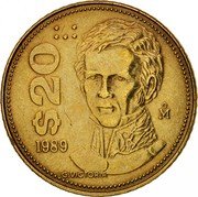 Mexico 20 Pesos Guadalupe Victoria 1989 KM# 508 $20 1989 MO G VICTORIA coin reverse Mexico 20 Pesos Guadalupe Victoria 1989 KM# 508 $20 1989 MO G VICTORIA coin reverse